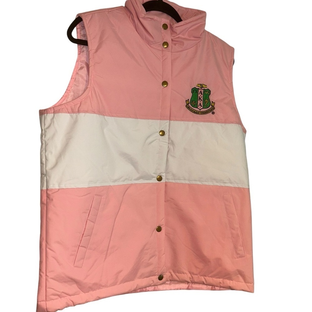 New Alpha Kappa Alpha Sorority puff vest size XL AKA with crest patch